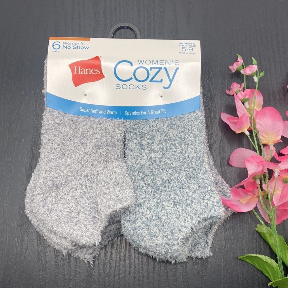 Women’s Hanes Cozy Comfy Soft No Show Socks Slippers 6-Pack Shoe Size 5-9